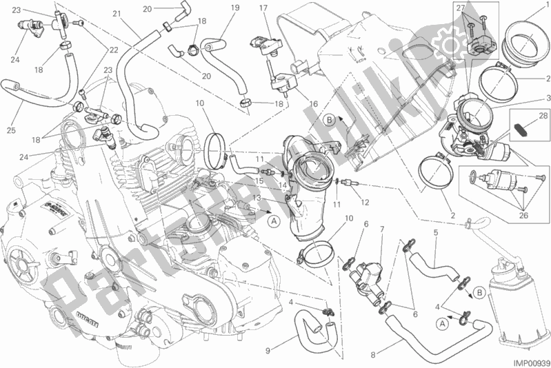 All parts for the Throttle Body of the Ducati Scrambler Classic Thailand USA 803 2016